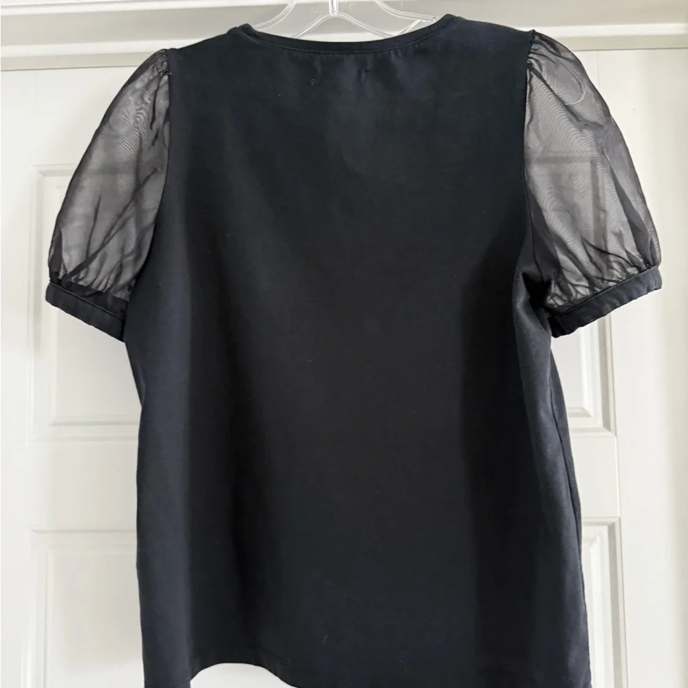 Madewell Black Sheer Sleeve Tee - Picture 6 of 10